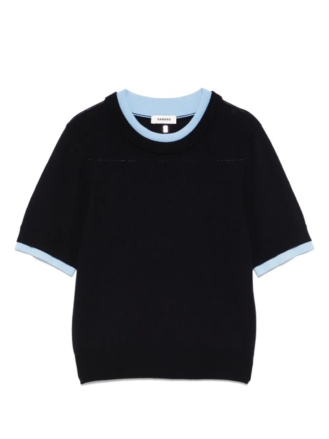 SANDRO contrasting-trim t-shirt - Blue - zdjęcie produktu nr 1