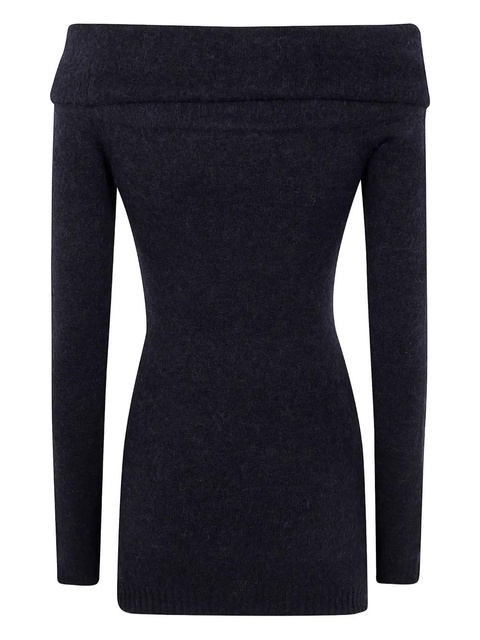 Blumarine off-shoulder flower-embellished dress - Black - zdjęcie produktu nr 1