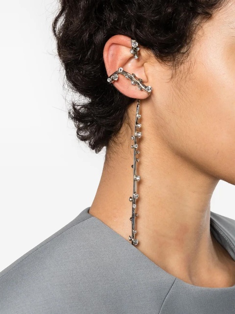 Alexander McQueen crystal-embellished single ear cuff - Silver - zdjęcie produktu nr 2