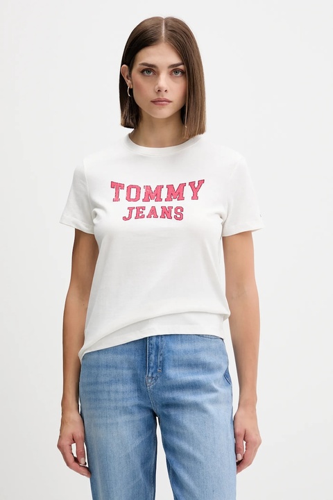 Tommy Jeans t-shirt bawełniany damski kolor beżowy DW0DW21966 - zdjęcie produktu nr 2