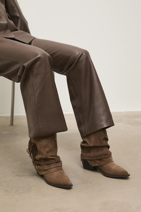 Answear.LAB botki zamszowe kolor brązowy na słupku - zdjęcie produktu nr 1