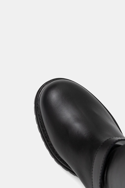 Pollini kozaki damskie kolor czarny na płaskim obcasie SA24174G0NTC0000 - zdjęcie produktu nr 2
