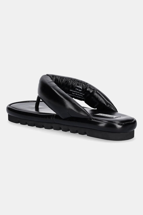 Naked Wolfe japonki skórzane Hilary damskie kolor czarny na płaskim obcasie Hilary Black Leather - zdjęcie produktu nr 2