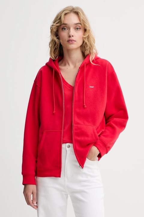Levi's bluza damska kolor czerwony z kapturem gładka A5945 - zdjęcie produktu nr 1