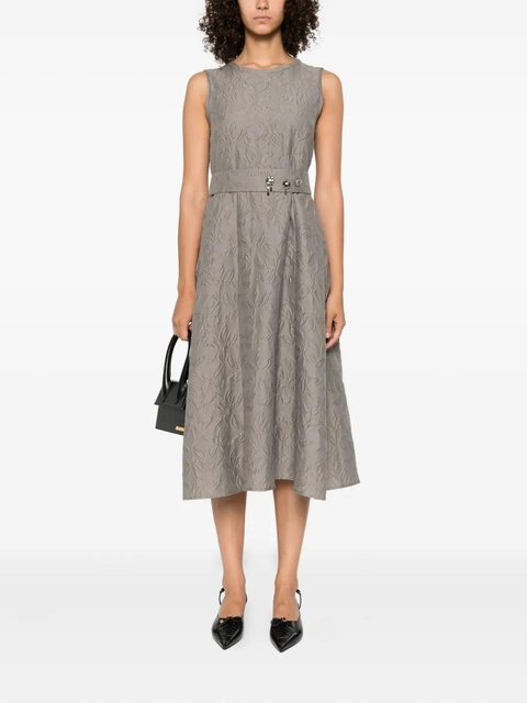 Max Mara Timeless floral-embellished belted midi dress - Grey - zdjęcie produktu nr 1