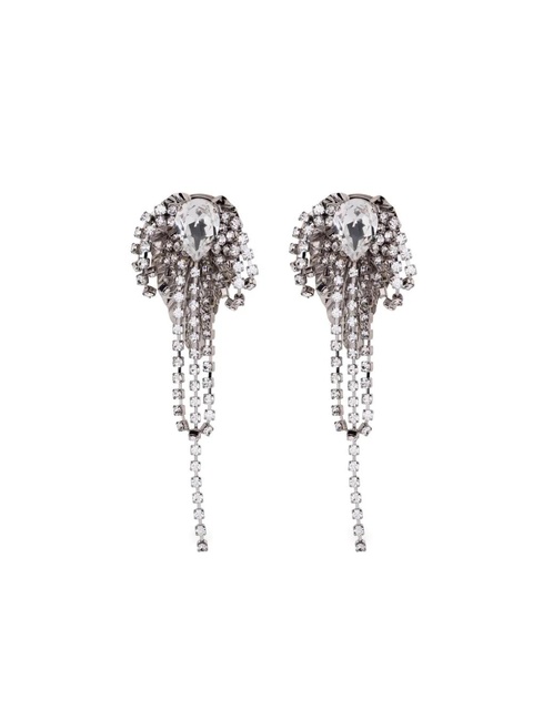 Alessandra Rich crystal-embellished fringed earrings - Silver - zdjęcie produktu nr 1