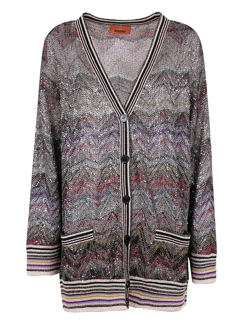 Missoni sequin-chevron cardigan - Grey - zdjęcie produktu nr 1
