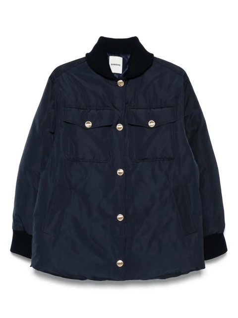 SANDRO ribbed-collar puffer jacket - Blue - zdjęcie produktu nr 1