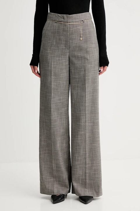 Simona Corsellini spodnie damskie kolor brązowy proste high waist A25CPPA01501 - zdjęcie produktu nr 1