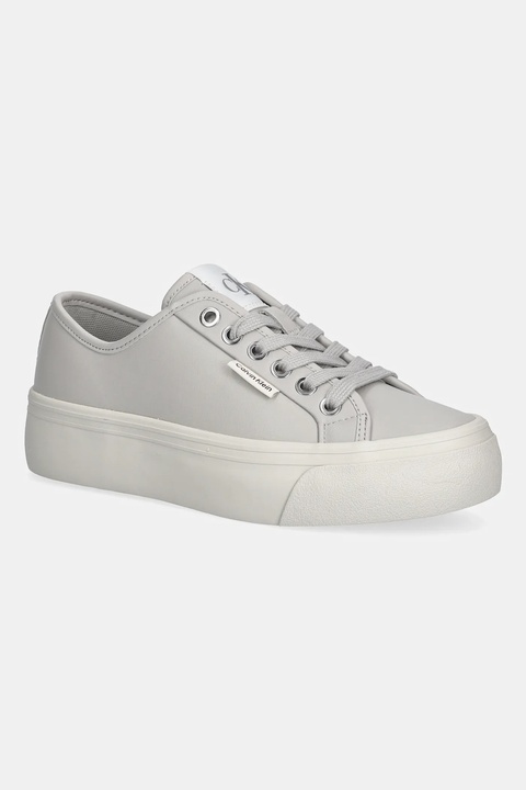 Calvin Klein sneakersy VULC FLATF LACE UP LTH CK kolor szary YW0YW01932 - zdjęcie produktu nr 1