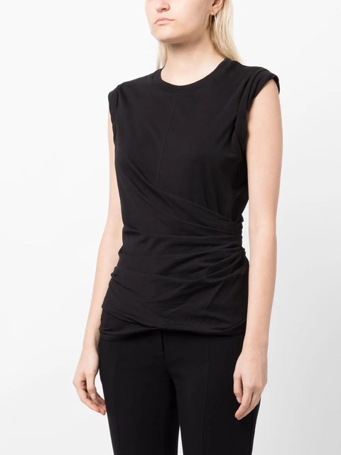 3.1 Phillip Lim draped-detail cotton tank top - Black - zdjęcie produktu nr 2