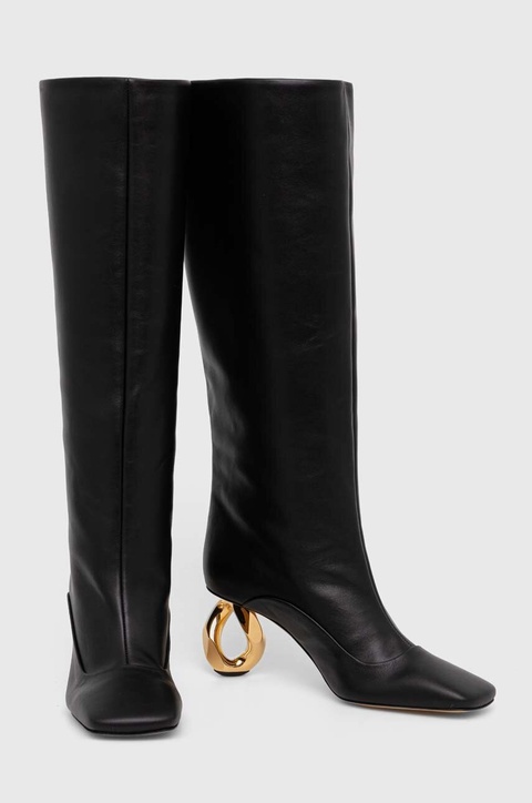 JW Anderson kozaki skórzane Chain Heel damskie kolor czarny na słupku ANW43020A - zdjęcie produktu nr 1