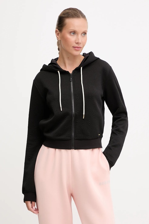 Guess bluza PEONY damska kolor czarny z kapturem gładka V5YQ06 KBSL2 - zdjęcie produktu nr 1