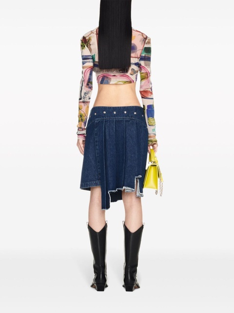 Off-White pleated asymmetric denim skirt - Blue - zdjęcie produktu nr 2