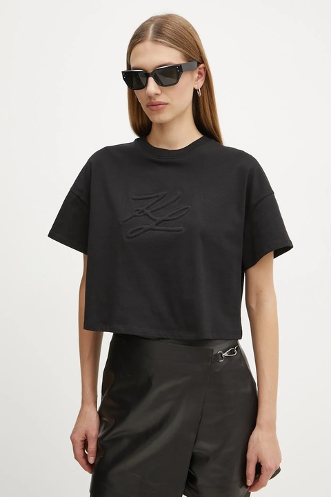 Karl Lagerfeld t-shirt bawełniany damski kolor czarny A1W17071 - zdjęcie produktu nr 1