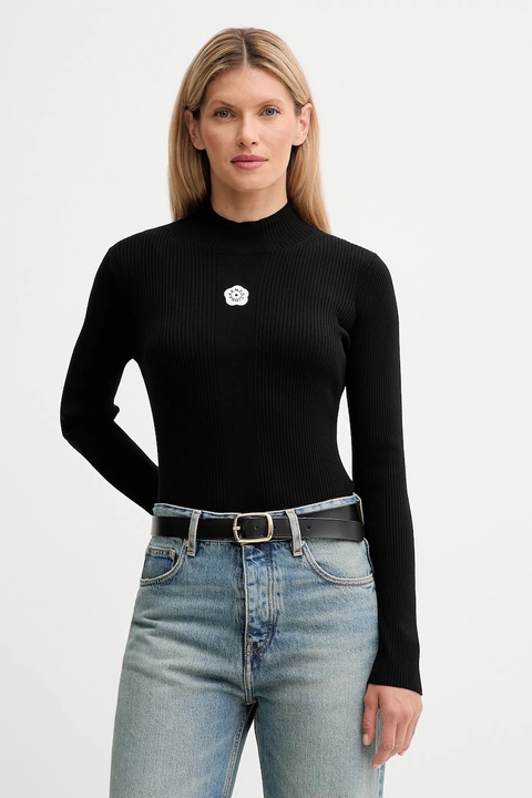 Kenzo sweter damski kolor czarny lekki z półgolfem FF62TO6123LG - zdjęcie produktu nr 1