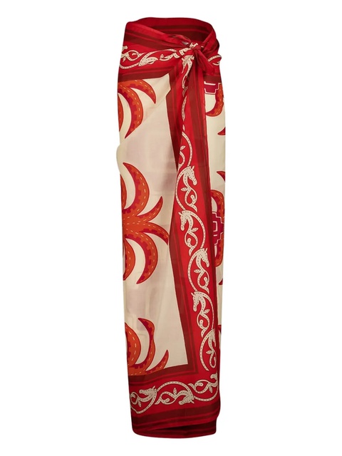 Johanna Ortiz palm-tree equestrian print sarong - Red - zdjęcie produktu nr 1
