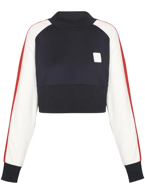 Balmain logo-embroidery cropped sweatshirt - Blue - zdjęcie produktu nr 1