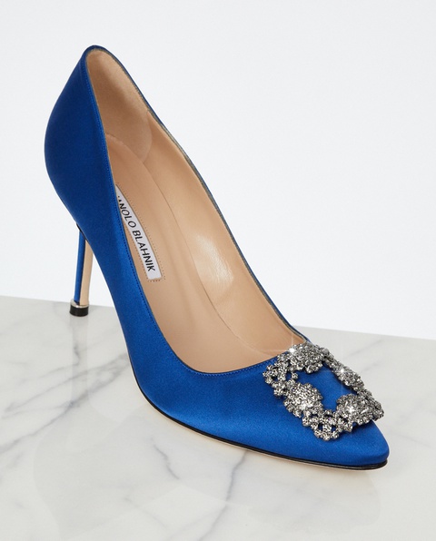 MANOLO BLAHNIK - Niebieskie szpilki Hangisi 9 cm - zdjęcie produktu nr 1