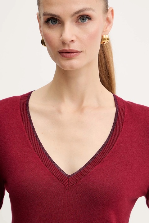 Liu Jo sweter damski kolor bordowy lekki MF5227 MS49I - zdjęcie produktu nr 1