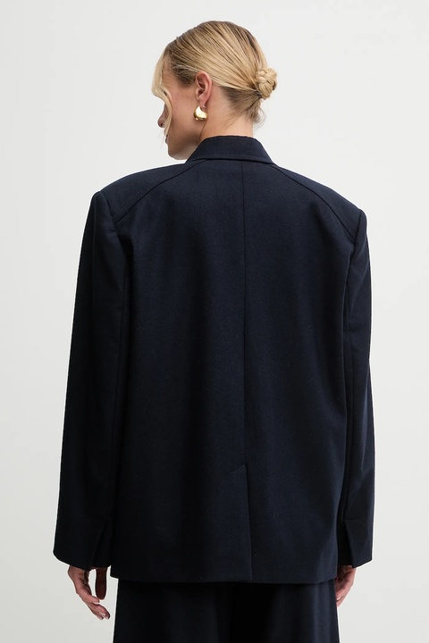 MAX&Co. marynarka z dodatkiem wełny kolor granatowy oversize melanżowa 2526086074200 - zdjęcie produktu nr 2