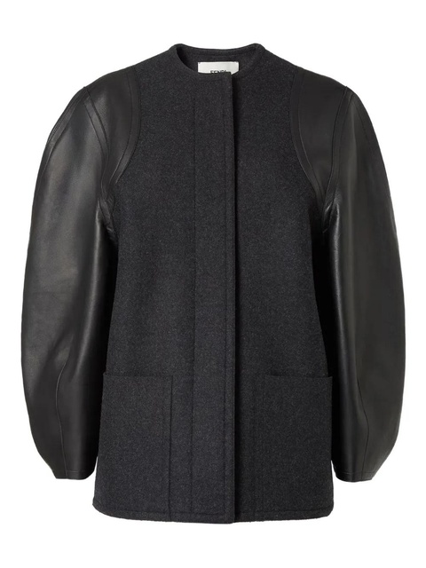 FENDI leather-paneled wool jacket - Black - zdjęcie produktu nr 1