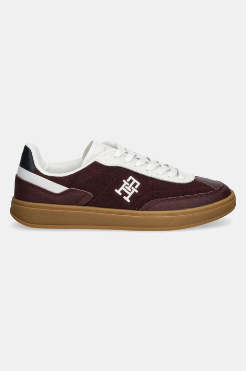 Tommy Hilfiger sneakersy skórzane TH HERITAGE SNEAKER PERF kolor bordowy FW0FW08380 - zdjęcie produktu nr 2