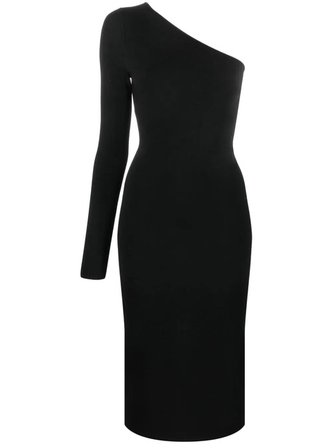 Victoria Beckham one shoulder ribbed midi dress - Black - zdjęcie produktu nr 1