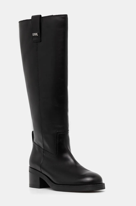 Karl Lagerfeld kozaki skórzane BROOKLYN damskie kolor czarny na słupku KL41790 - zdjęcie produktu nr 2
