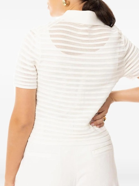 Simkhai Larken striped polo-neck cardigan - White - zdjęcie produktu nr 1