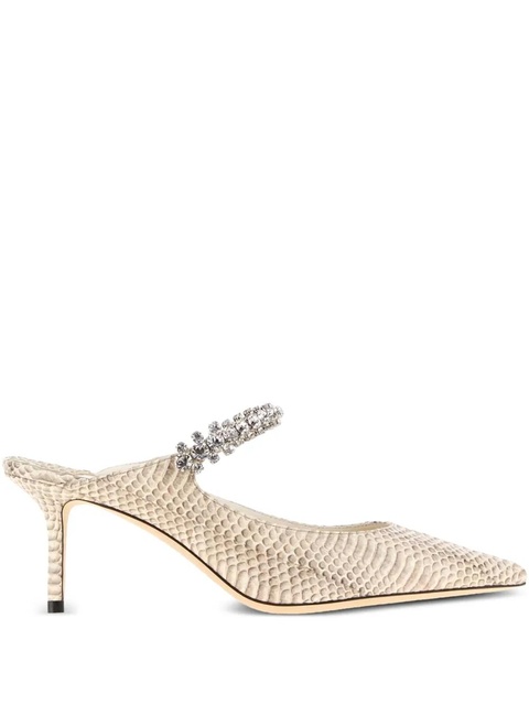 Jimmy Choo 65mm crystal-embellished snakeskin mules - Neutrals - zdjęcie produktu nr 2
