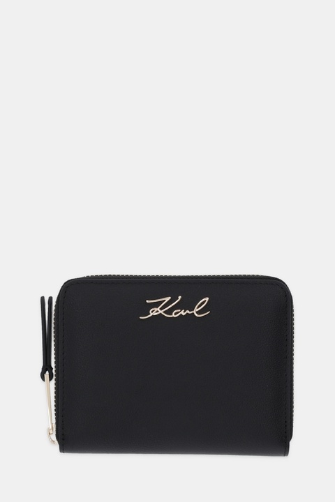 Karl Lagerfeld portfel skórzany K/SIGNATURE damski kolor czarny B1W32036 - zdjęcie produktu nr 1