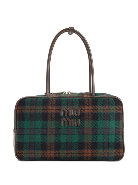 Miu Miu Beau plaid-pattern top-handle shoulder bag - Brown - zdjęcie produktu nr 1