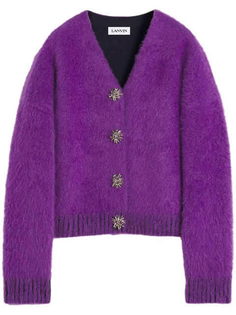 Lanvin brushed-effect cardigan - Purple - zdjęcie produktu nr 1