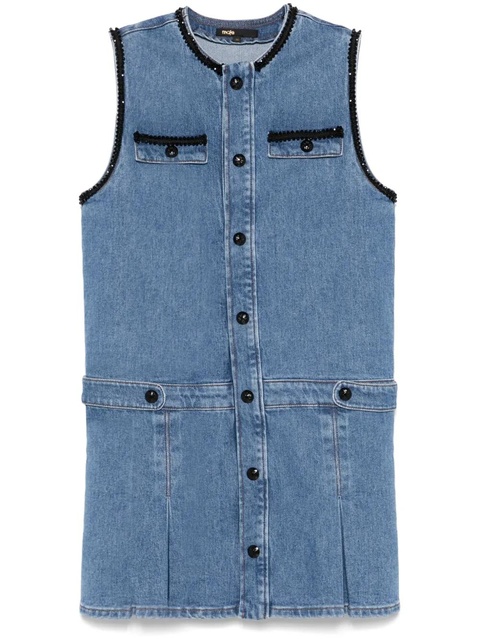 Maje embroidered-trim denim mini dress - Blue - zdjęcie produktu nr 1