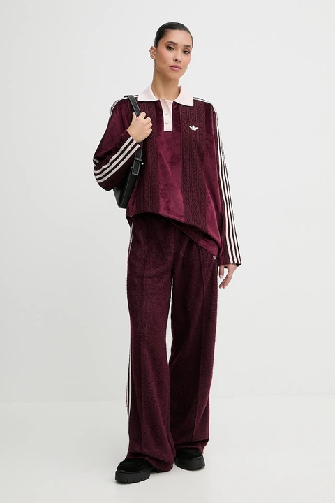 adidas Originals longsleeve welurowy kolor bordowy KS7795 - zdjęcie produktu nr 2