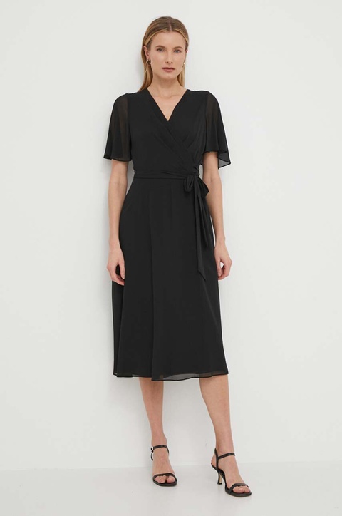 Lauren Ralph Lauren sukienka kolor czarny midi rozkloszowana 250909381 - zdjęcie produktu nr 2