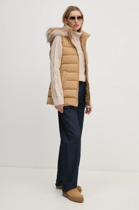 Tommy Hilfiger bezrękawnik puchowy damski kolor brązowy zimowy WW0WW43634 - zdjęcie produktu nr 2