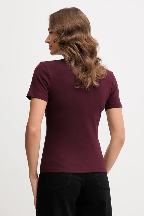 Tommy Hilfiger t-shirt bawełniany damski kolor bordowy WW0WW40584 - zdjęcie produktu nr 2