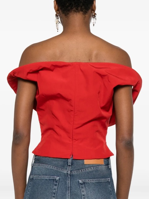 Magda Butrym off-shoulder asymmetric top - Red - zdjęcie produktu nr 2