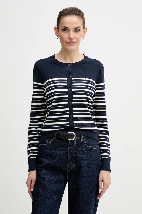 Tommy Hilfiger kardigan damski kolor granatowy lekki WW0WW42370 - zdjęcie produktu nr 1