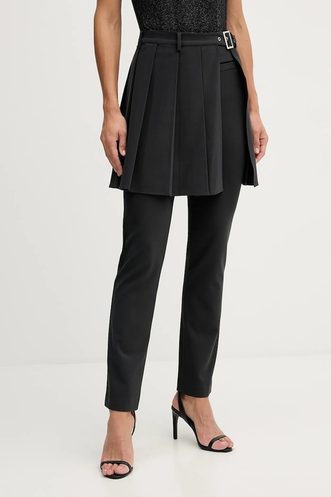 Sisley spodnie damskie kolor szary proste high waist 483QLF07Y - zdjęcie produktu nr 1