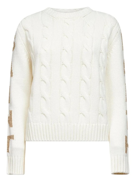 MC2 Saint Barth cable-knit lettering sleeves sweater - White - zdjęcie produktu nr 1