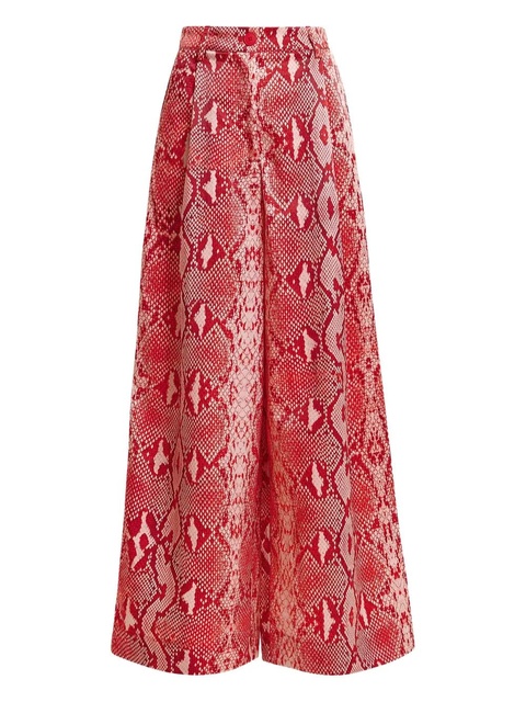 Essentiel Antwerp pleated snakeskin-print trousers - Red - zdjęcie produktu nr 1