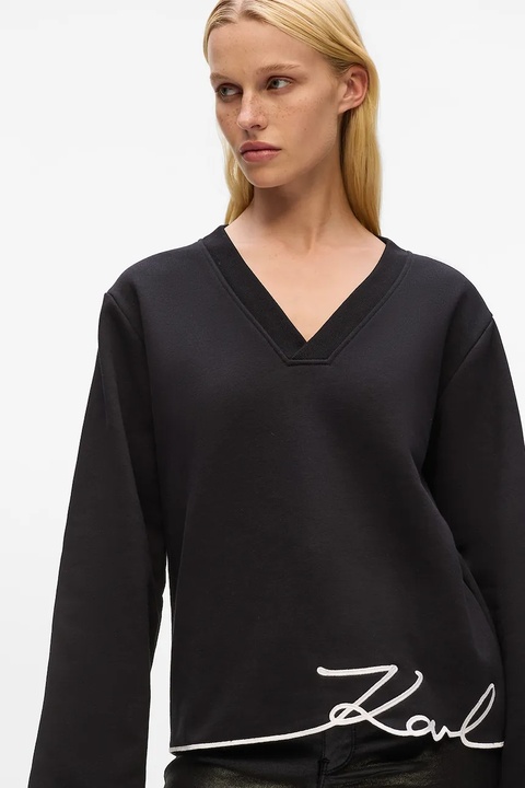 Karl Lagerfeld bluza z bawełną damskie kolor czarny z aplikacją A4W20040 - zdjęcie produktu nr 2