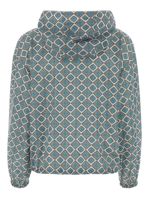 Prada geometric-print hooded jacket - Blue - zdjęcie produktu nr 2