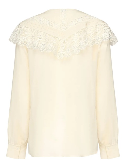 Chloé lace-trimmed silk shirt - Neutrals - zdjęcie produktu nr 1