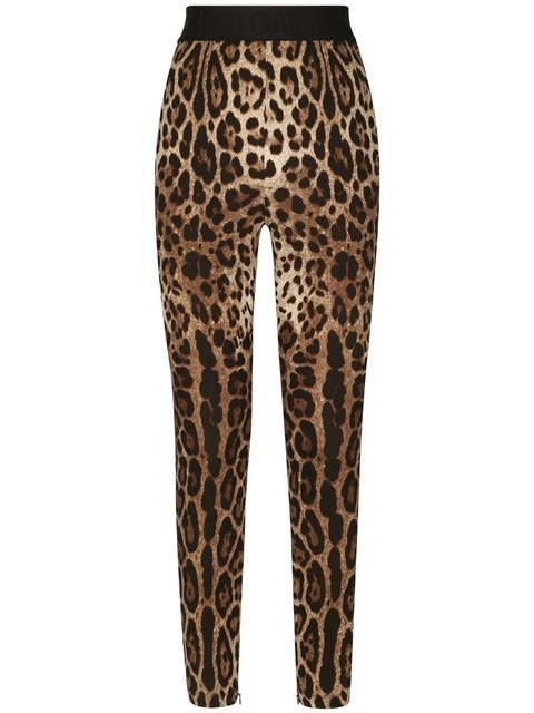 Dolce & Gabbana leopard-print stretch-silk leggings - Brown - zdjęcie produktu nr 1