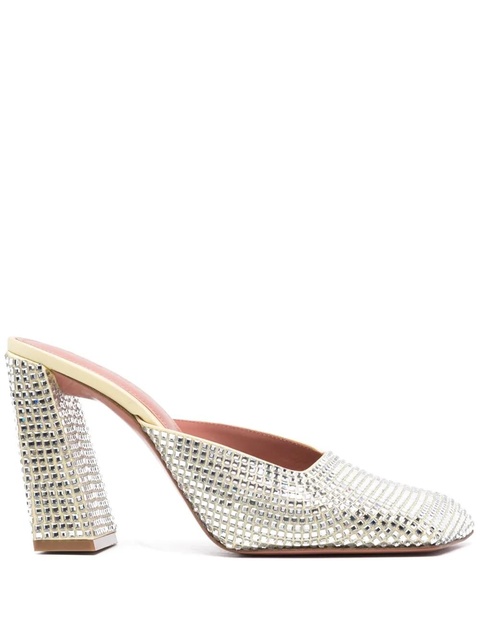 Amina Muaddi Charlotte 95mm satin mules - Yellow - zdjęcie produktu nr 1