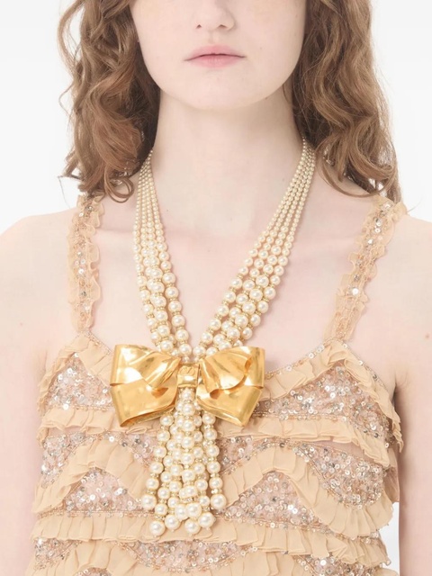 Valentino Garavani bow-pendant pearl necklace - Gold - zdjęcie produktu nr 2